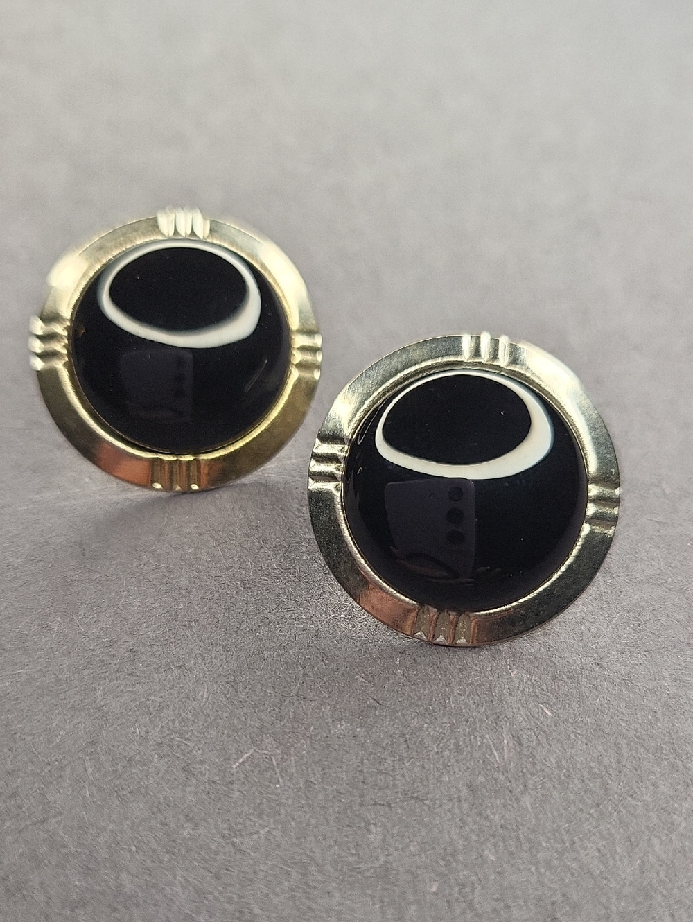 Black and White Round Statement Earrings